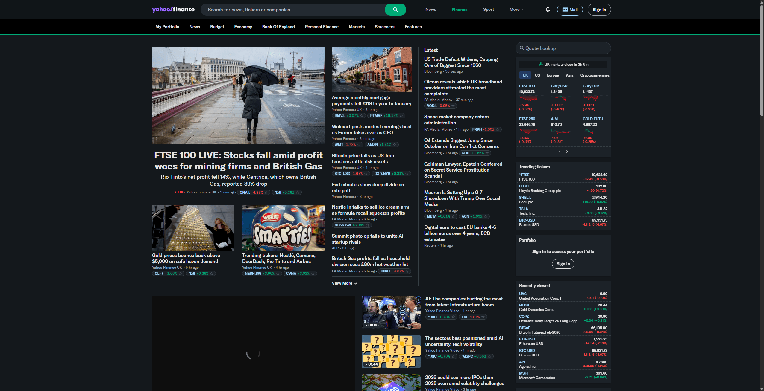 Yahoo Finance screenshot